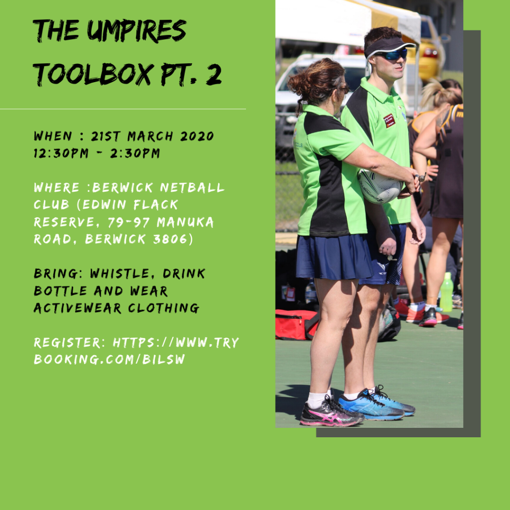 NETBALL UMPIRE DEVELOPMENT Outer East Football Netball